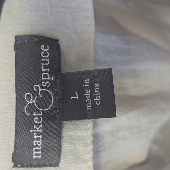 MARKET & SPRUCE 3/4 Sleeve Dress White W/ Navy Beaded & Embroidered Detail LARGE - Picture 11 of 13